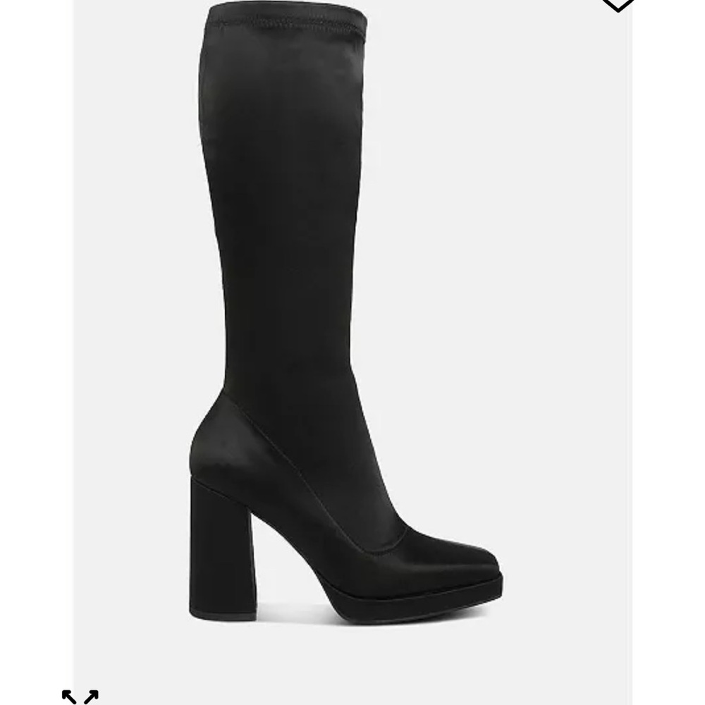 NWB Rag & Co Womens PRESTO Stretchable Satin Long Boot black size 7 silky